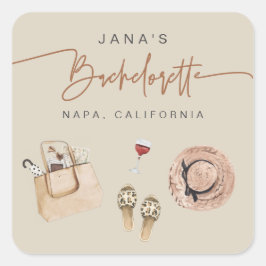 Sticker Carré JADE Bohemian Napa Vin Pays Bachelorette