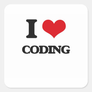 Sticker Carré J'adore Coder