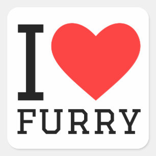 Sticker Carré J'adore furry
