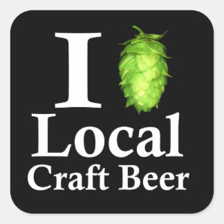 Sticker Carré J'adore (hop) la bière artisanale locale !
