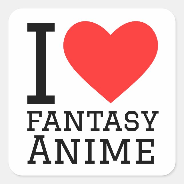 Sticker Carré J'adore imaginaire anime (Devant)