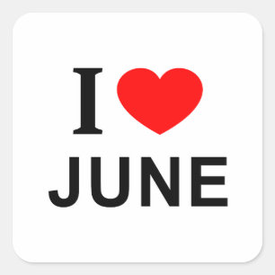 Sticker Carré J'adore JUIN J'AIME JUIN J'AIME JUIN