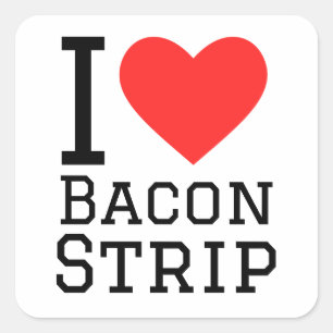 Sticker Carré J'adore la bande de bacon