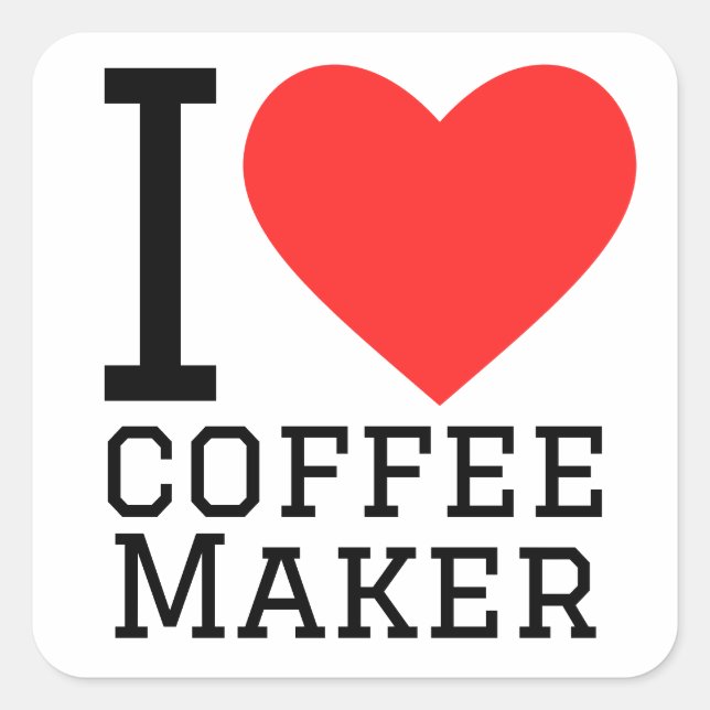 Sticker Carré J'adore la cafetière (Devant)