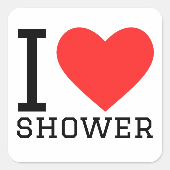 Sticker Carré J'adore la douche (Devant)
