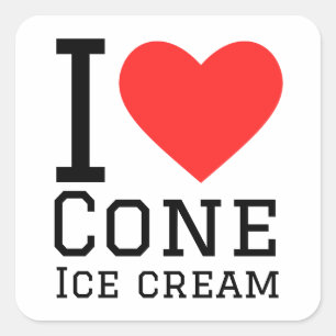 Sticker Carré J'adore la glace au cône