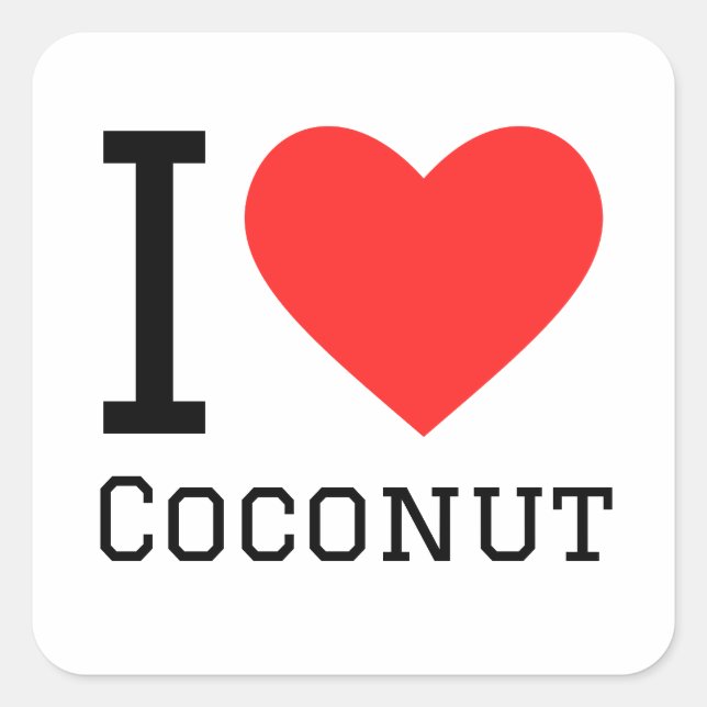 Sticker Carré J'adore la noix de coco (Devant)