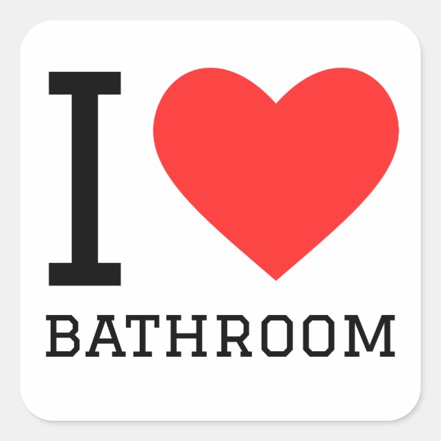 Sticker Carré J'adore la salle de bain (Devant)