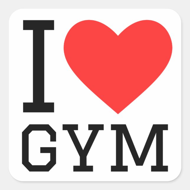 Sticker Carré J'adore la salle de gym (Devant)