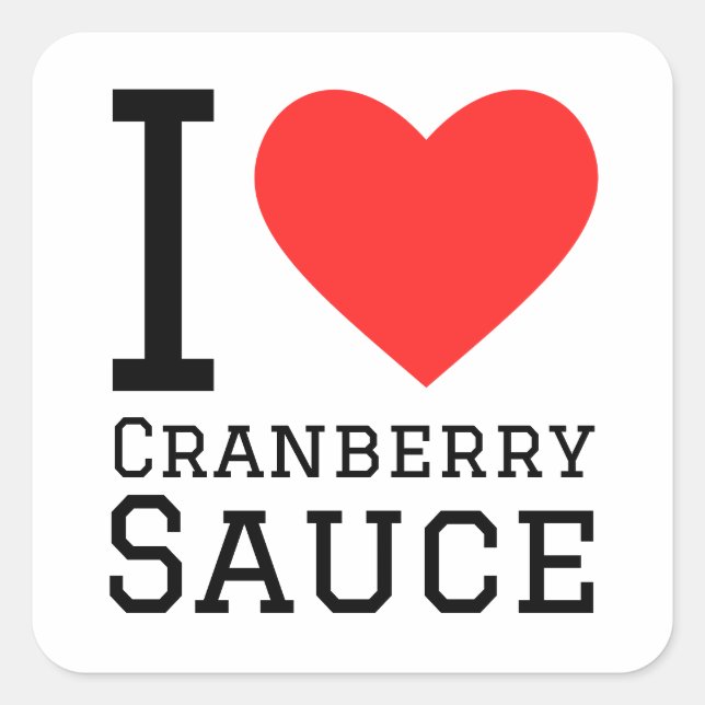 Sticker Carré J'adore la sauce aux canneberges (Devant)