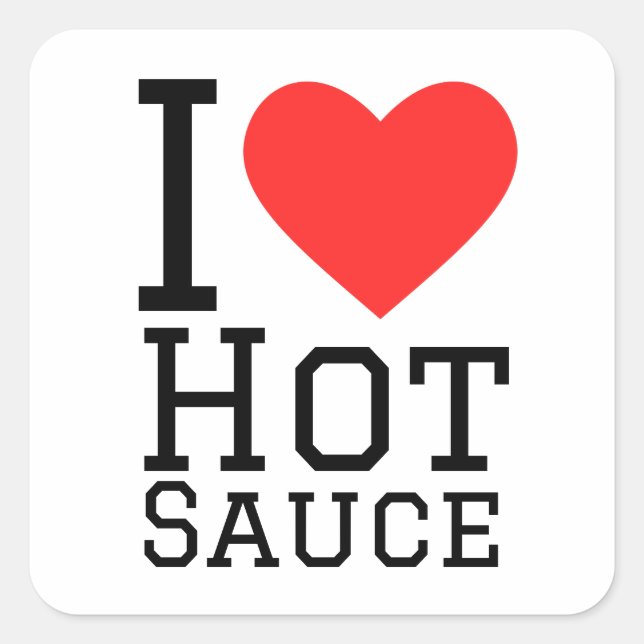 Sticker Carré J'adore la sauce chaude (Devant)