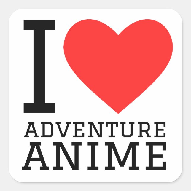 Sticker Carré J'adore l'aventure anime (Devant)