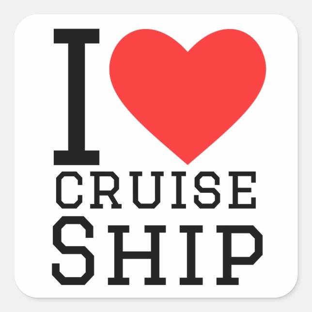 Sticker Carré J'adore le bateau de croisière (Devant)