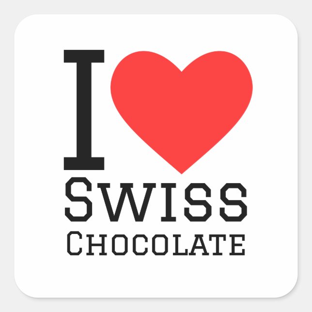Sticker Carré J'adore le chocolat suisse (Devant)