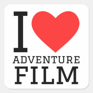Sticker Carré J'adore le film aventure