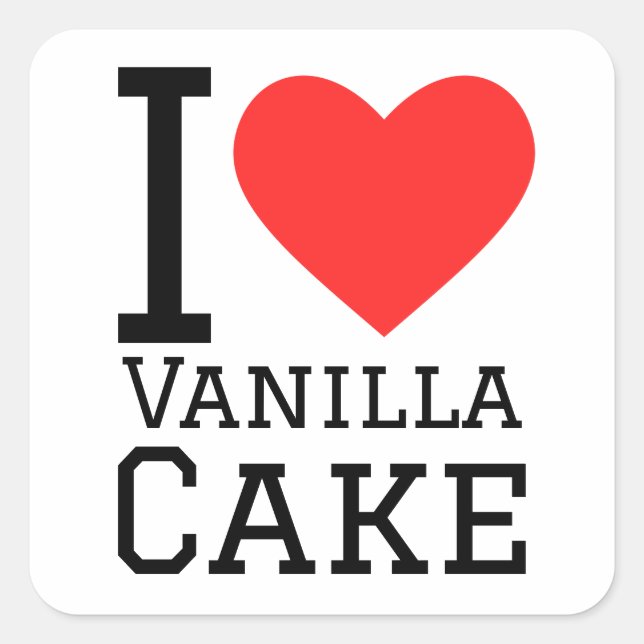 Sticker Carré J'adore le gâteau à la vanille (Devant)