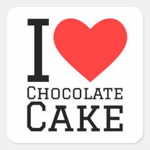 Sticker Carré J'adore le gâteau au chocolat