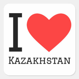 Sticker Carré J'adore le Kazakhstan