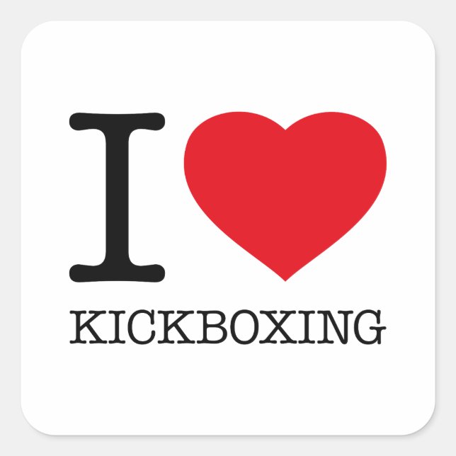 STICKER CARRÉ J'ADORE LE KICKBOXING (Devant)