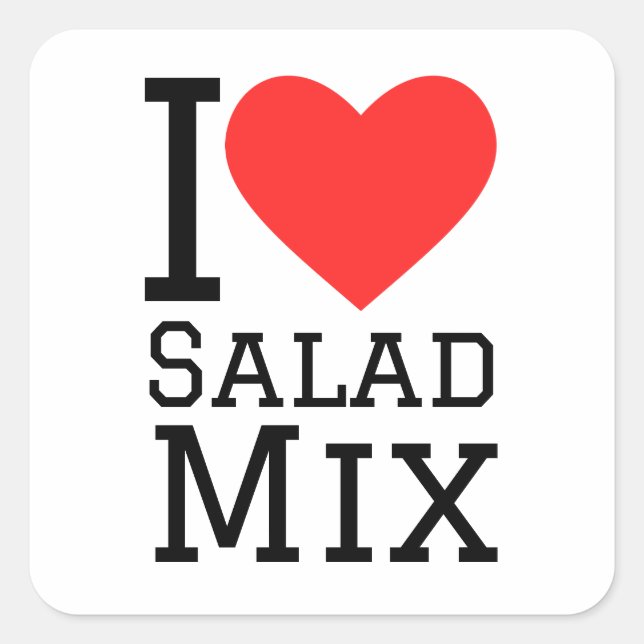 Sticker Carré J'adore le mélange salade (Devant)