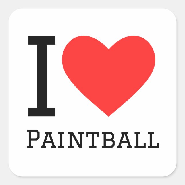 Sticker Carré J'adore le paintball (Devant)