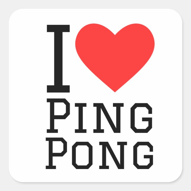 Sticker Carré J'adore le ping pong (Devant)