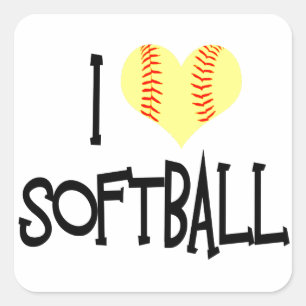 Sticker Carré J'adore le softball