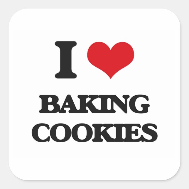 Sticker Carré J'adore les biscuits de cuisine (Devant)