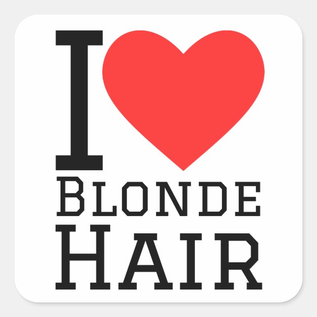 Sticker Carré J'adore les cheveux blonds (Devant)
