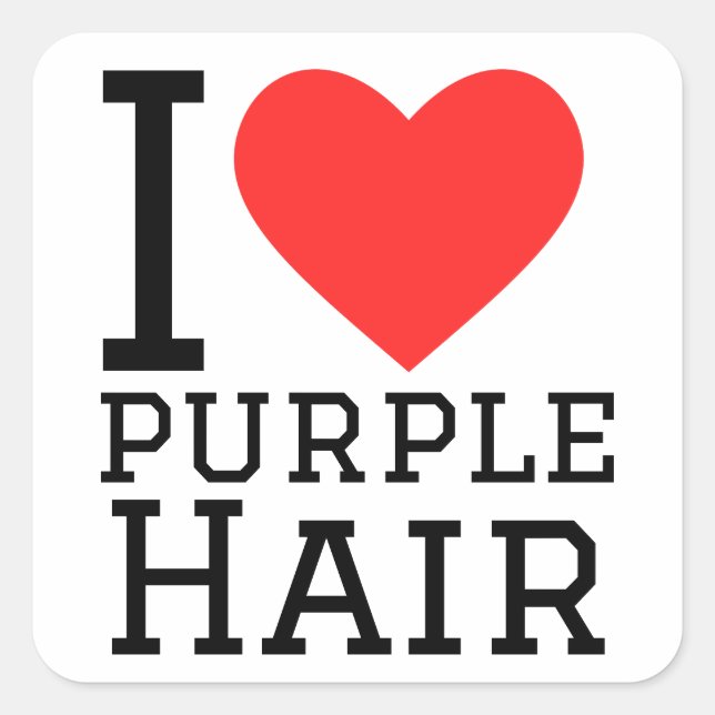 Sticker Carré J'adore les cheveux violets (Devant)