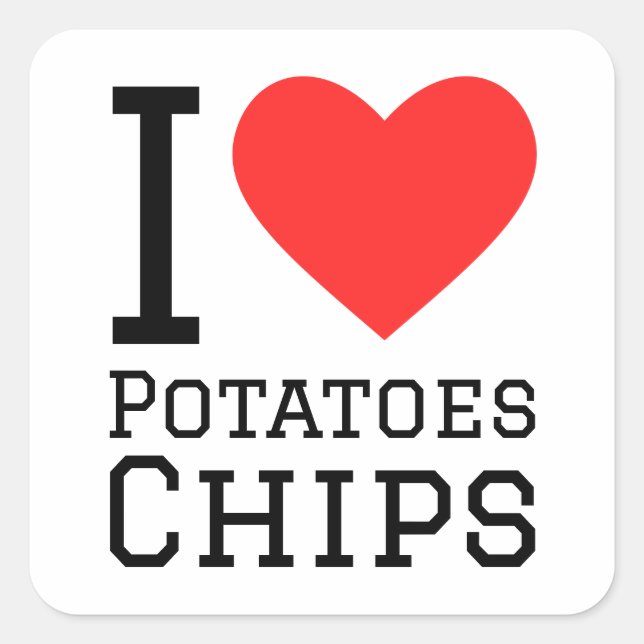 Sticker Carré J'adore les chips (Devant)