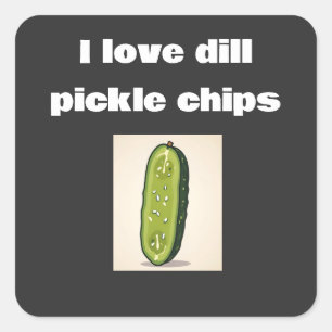 Sticker Carré j'adore les chips de pickle à l'aneth 