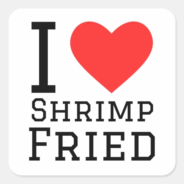 Sticker Carré j'adore les crevettes frites (Devant)