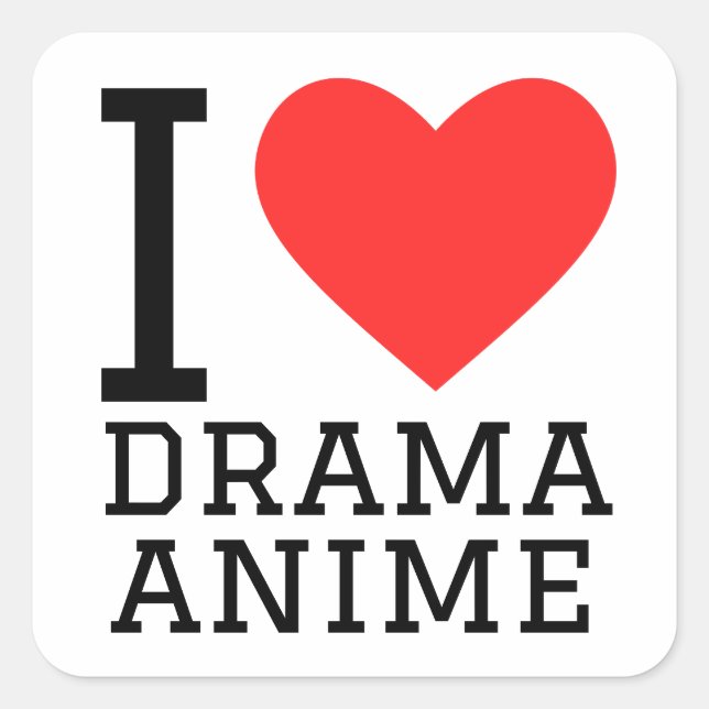 Sticker Carré J'adore les dessins animés (Devant)