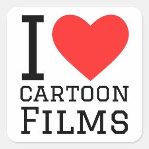 Sticker Carré J'adore les films de dessin animé