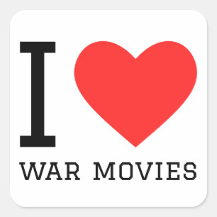 Sticker Carré J'adore les films de guerre