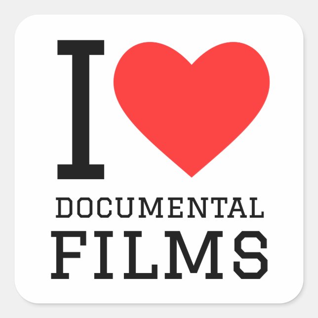 Sticker Carré J'adore les films documentaires (Devant)