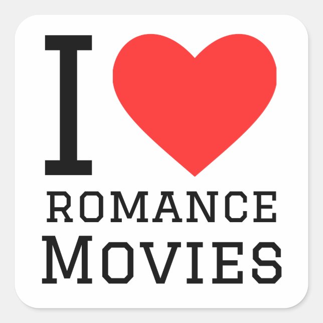 Sticker Carré J'adore les films romantiques (Devant)