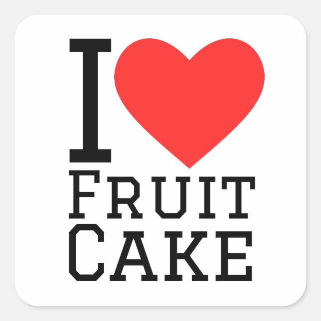 Sticker Carré J'adore les gâteaux aux fruits (Devant)
