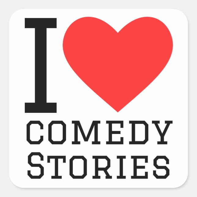 Sticker Carré J'adore les histoires comiques (Devant)
