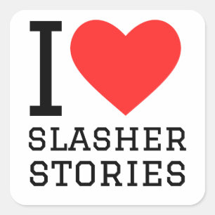 Sticker Carré J'adore les histoires de slasher