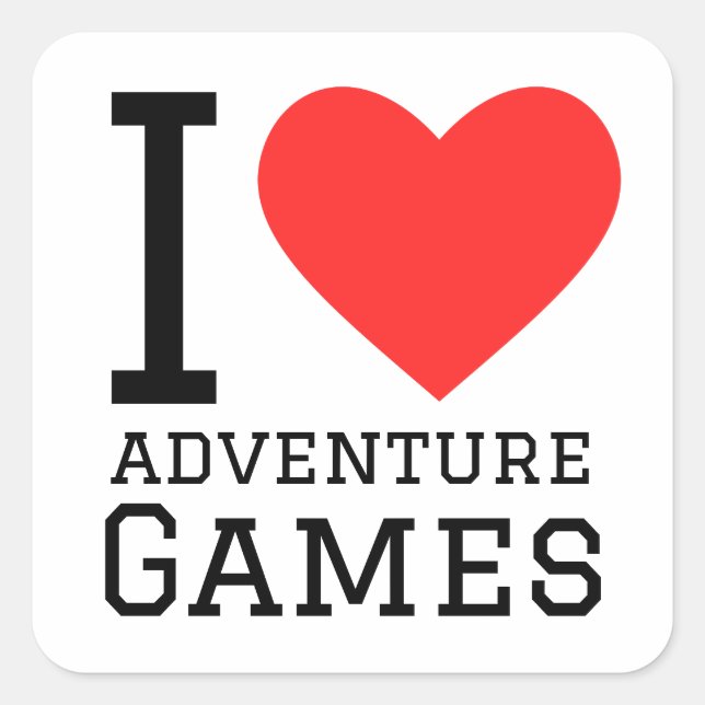 Sticker Carré J'adore les jeux d'aventure (Devant)