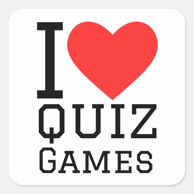 Sticker Carré J'adore les jeux de quiz (Devant)