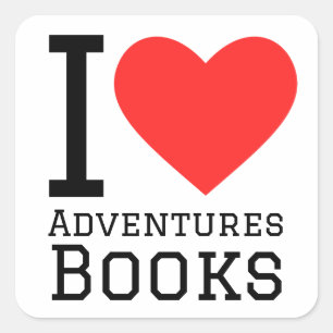 Sticker Carré J'adore les livres d'aventure