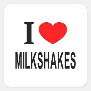 Sticker Carré J'adore les milkshakes j'aime les milkshakes j'ado