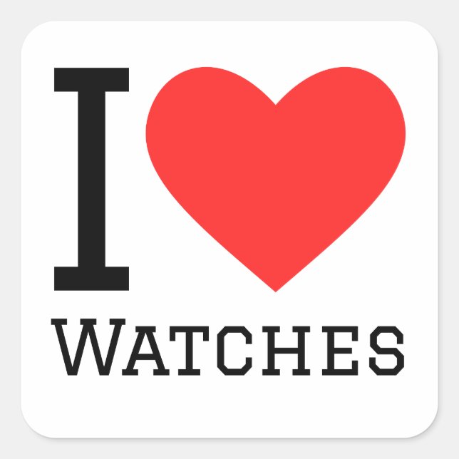 Sticker Carré J'adore les montres (Devant)