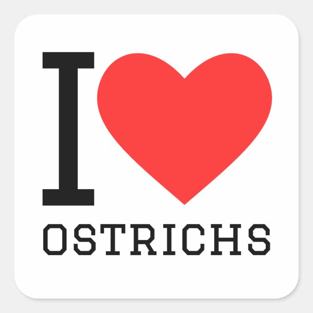 Sticker Carré J'adore les ostrichs (Devant)