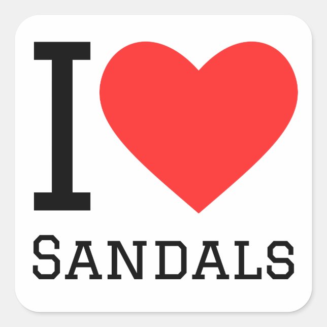 Sticker Carré J'adore les sandales (Devant)
