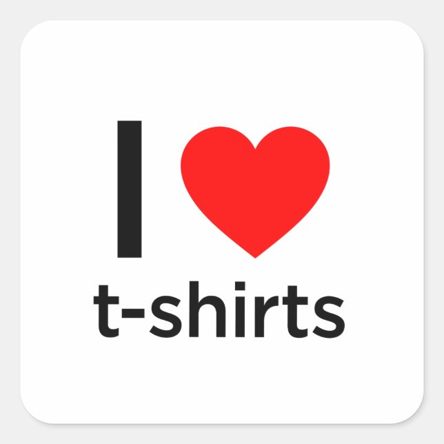 Sticker Carré J'adore les T-shirts (Devant)