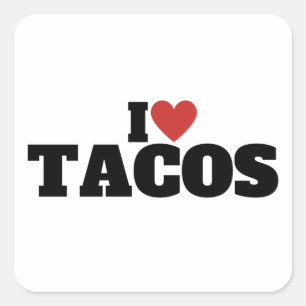 Sticker Carré J'adore les Tacos